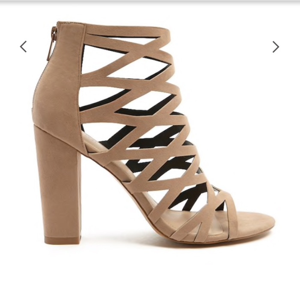 Nude caged heels